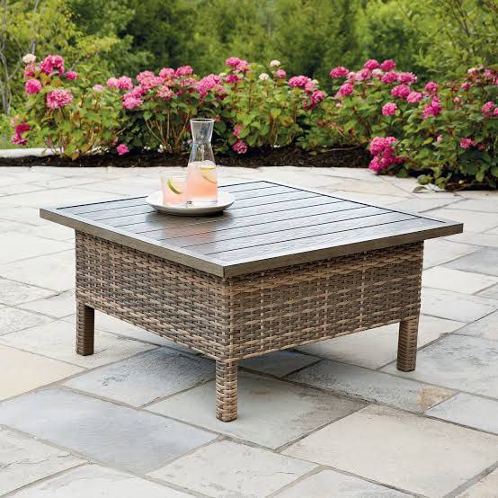 Coffee table, conveniently set up on a small balcony for morning coffee.
